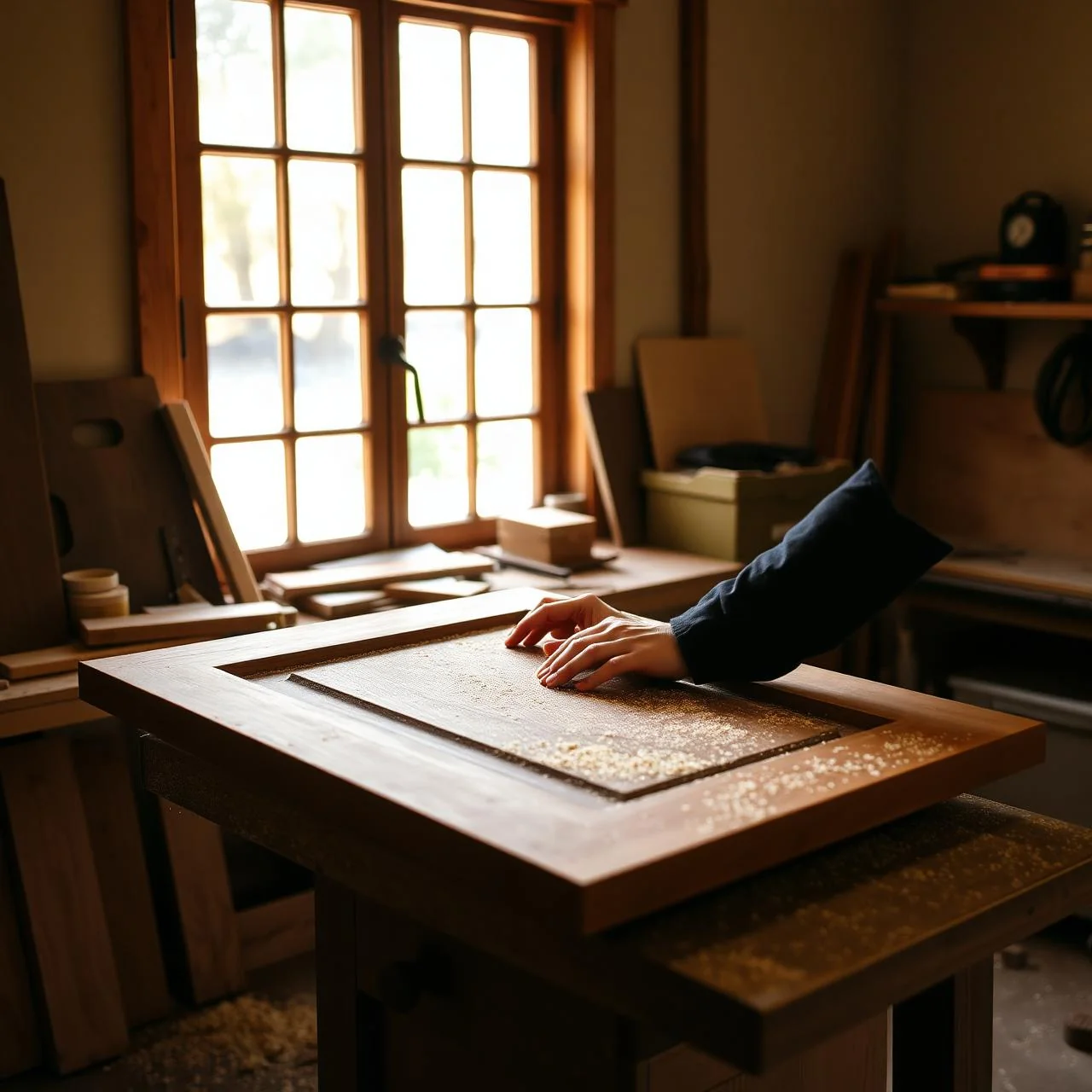 Cabinet maker at work in the Sampson & Shayne shop